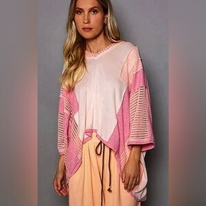 *STEAL* New POL Pink and Peach oversized v-neck top